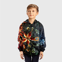 Ветровка с капюшоном детская Абстрактные цветы, цвет: 3D-черный — фото 2