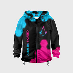 Детская ветровка Assassins Creed - neon gradient: надпись, символ