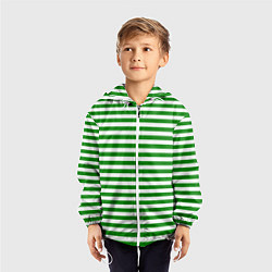 Ветровка с капюшоном детская Тельняшка зеленая Пограничных войск, цвет: 3D-белый — фото 2