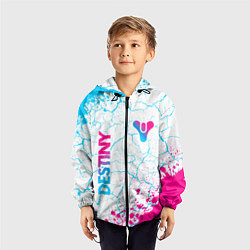 Ветровка с капюшоном детская Destiny neon gradient style: надпись, символ, цвет: 3D-черный — фото 2
