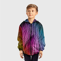 Ветровка с капюшоном детская Радужные узор полосы, цвет: 3D-черный — фото 2