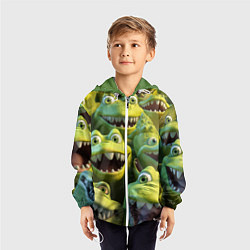 Ветровка с капюшоном детская Много крокодилов, цвет: 3D-белый — фото 2