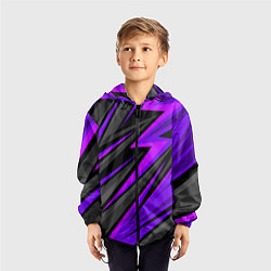 Ветровка с капюшоном детская Спорт униформа - пурпурный, цвет: 3D-черный — фото 2