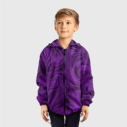 Ветровка с капюшоном детская Фиолетовая абстракция размытие, цвет: 3D-черный — фото 2
