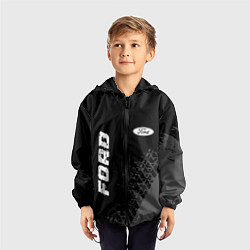 Ветровка с капюшоном детская Ford speed на темном фоне со следами шин: надпись,, цвет: 3D-черный — фото 2