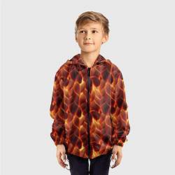 Ветровка с капюшоном детская Огненная мозаичная текстура, цвет: 3D-черный — фото 2