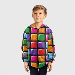 Ветровка с капюшоном детская Пиксельные кубики, цвет: 3D-черный — фото 2