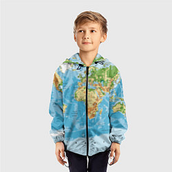 Ветровка с капюшоном детская Атлас мира, цвет: 3D-черный — фото 2