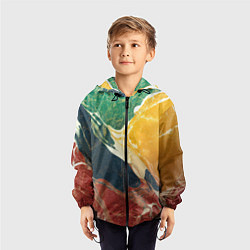 Ветровка с капюшоном детская Мраморная радуга, цвет: 3D-черный — фото 2