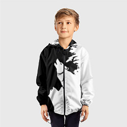Ветровка с капюшоном детская Волчий вой в горах, цвет: 3D-черный — фото 2