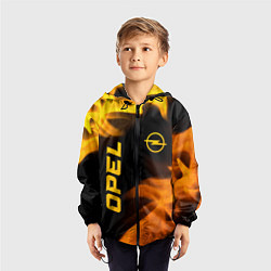 Ветровка с капюшоном детская Opel - gold gradient: надпись, символ, цвет: 3D-черный — фото 2
