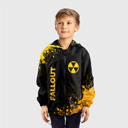 Ветровка с капюшоном детская Fallout - gold gradient: надпись, символ, цвет: 3D-черный — фото 2