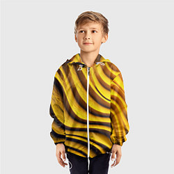 Ветровка с капюшоном детская Желтые абстрактные полосы, цвет: 3D-белый — фото 2