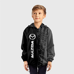 Ветровка с капюшоном детская Mazda speed на темном фоне со следами шин: по-верт, цвет: 3D-черный — фото 2