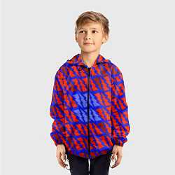 Ветровка с капюшоном детская Ретро молнии красно-синие, цвет: 3D-черный — фото 2