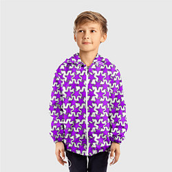 Ветровка с капюшоном детская Ретро звёзды фиолетовые, цвет: 3D-белый — фото 2