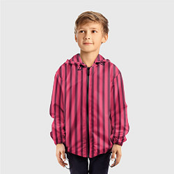 Ветровка с капюшоном детская Полосатый тёмно-розовый, цвет: 3D-черный — фото 2