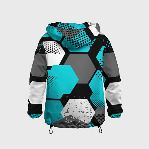 Детская ветровка Шестиугольники абстрактный фон / 3D-Черный – фото 2