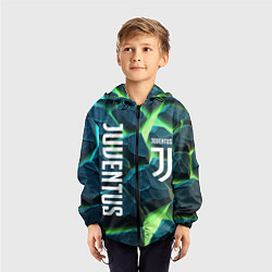 Ветровка с капюшоном детская Juventus green neon, цвет: 3D-черный — фото 2