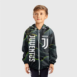 Ветровка с капюшоном детская Juventus dark green logo, цвет: 3D-белый — фото 2