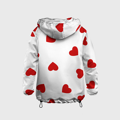 Детская ветровка Красные сердечки на белом / 3D-Черный – фото 2