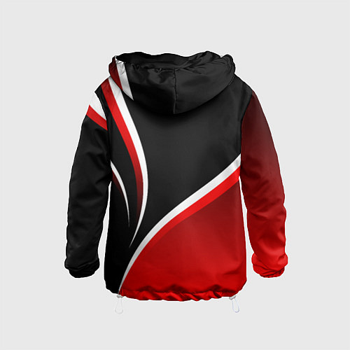 Детская ветровка Кавасаки - красные волны / 3D-Белый – фото 2