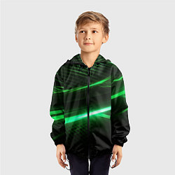 Ветровка с капюшоном детская Зеленый неоновый свет, цвет: 3D-черный — фото 2
