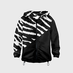 Ветровка с капюшоном детская Полосы зебры с черным, цвет: 3D-черный