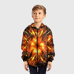 Ветровка с капюшоном детская Fire abstract, цвет: 3D-черный — фото 2