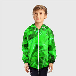 Ветровка с капюшоном детская Geometry green, цвет: 3D-белый — фото 2