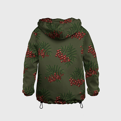 Детская ветровка Рябина на зеленом - паттерн / 3D-Черный – фото 2