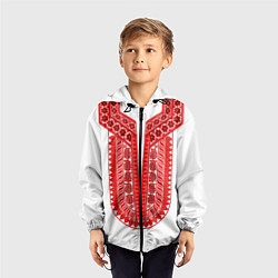 Ветровка с капюшоном детская Красная славянская вышиванка, цвет: 3D-черный — фото 2