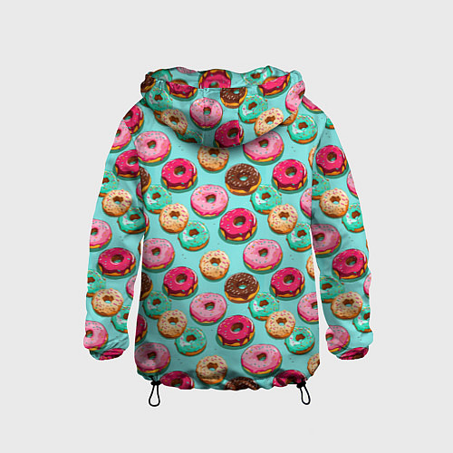 Детская ветровка Разноцветные пончики паттерн / 3D-Черный – фото 2