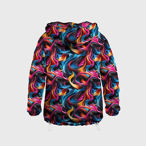 Детская ветровка Неоновые ленты узор / 3D-Белый – фото 2