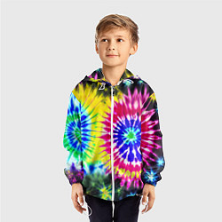 Ветровка с капюшоном детская Colorful floral composition - tie-dye, цвет: 3D-белый — фото 2