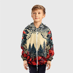Ветровка с капюшоном детская Новогодний лес, цвет: 3D-белый — фото 2