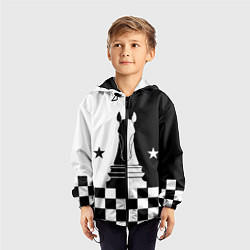 Ветровка с капюшоном детская Шахматный конь, цвет: 3D-черный — фото 2