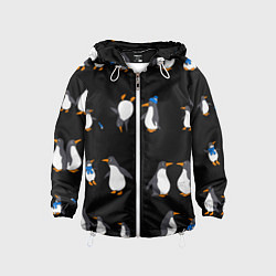 Ветровка с капюшоном детская Веселая семья пингвинов, цвет: 3D-белый