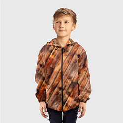 Ветровка с капюшоном детская Деревянная обшивка, цвет: 3D-черный — фото 2