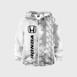 Ветровка с капюшоном детская Honda speed на светлом фоне со следами шин по-верт, цвет: 3D-белый