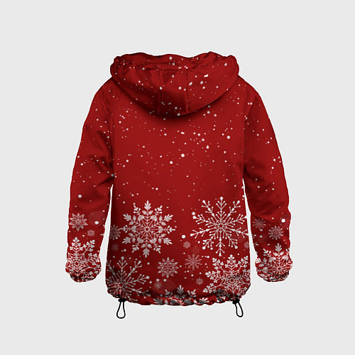 Детская ветровка Текстура снежинок на красном фоне / 3D-Черный – фото 2