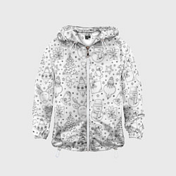 Детская ветровка Черно-белый новогодний патерн