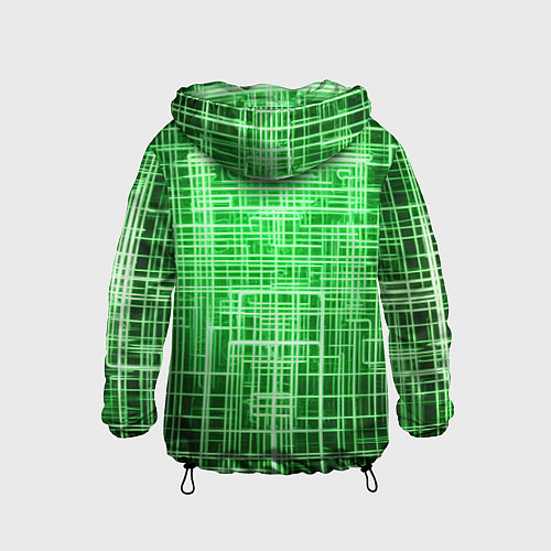 Детская ветровка Зелёные неоновые полосы киберпанк / 3D-Черный – фото 2