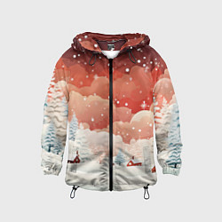 Ветровка с капюшоном детская Праздничное настроение, цвет: 3D-черный