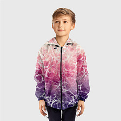 Ветровка с капюшоном детская Абстракция - паутинка на сине-красном фоне, цвет: 3D-черный — фото 2