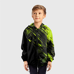 Ветровка с капюшоном детская Зеленая краска на черном фоне, цвет: 3D-черный — фото 2