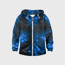 Ветровка с капюшоном детская Синий трескающийся камень, цвет: 3D-белый