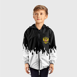 Ветровка с капюшоном детская Герб РФ огонь патриотический стиль, цвет: 3D-черный — фото 2