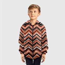 Ветровка с капюшоном детская Ломаные полосы коричневый, цвет: 3D-черный — фото 2