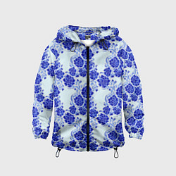 Ветровка с капюшоном детская Гжель классика, цвет: 3D-черный